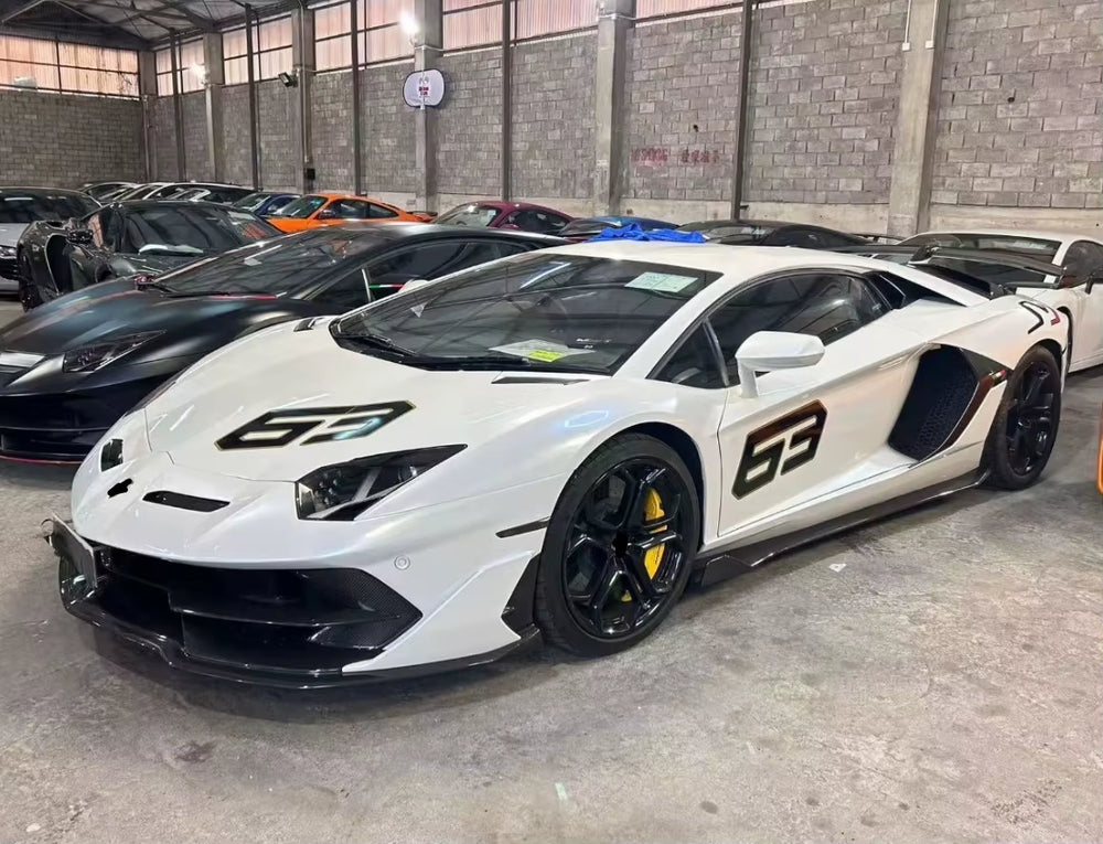 For Lamborghini Aventador LP700 LP720 Upgrade SVJ Style Half Carbon Fiber Car Accessories Front Rear Bumper Side Skirts Spoiler