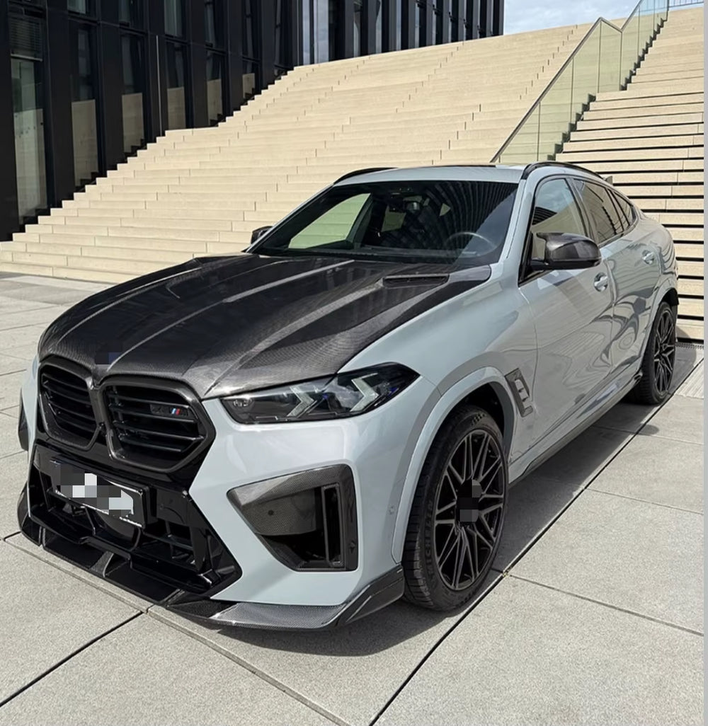 Carbon Fiber LD Style Body Kit for BMW X6M F96 2023+ Front Bumper Lip Grille Hood Cover Rear Spoiler Diffuser Side Skirt Bodykit