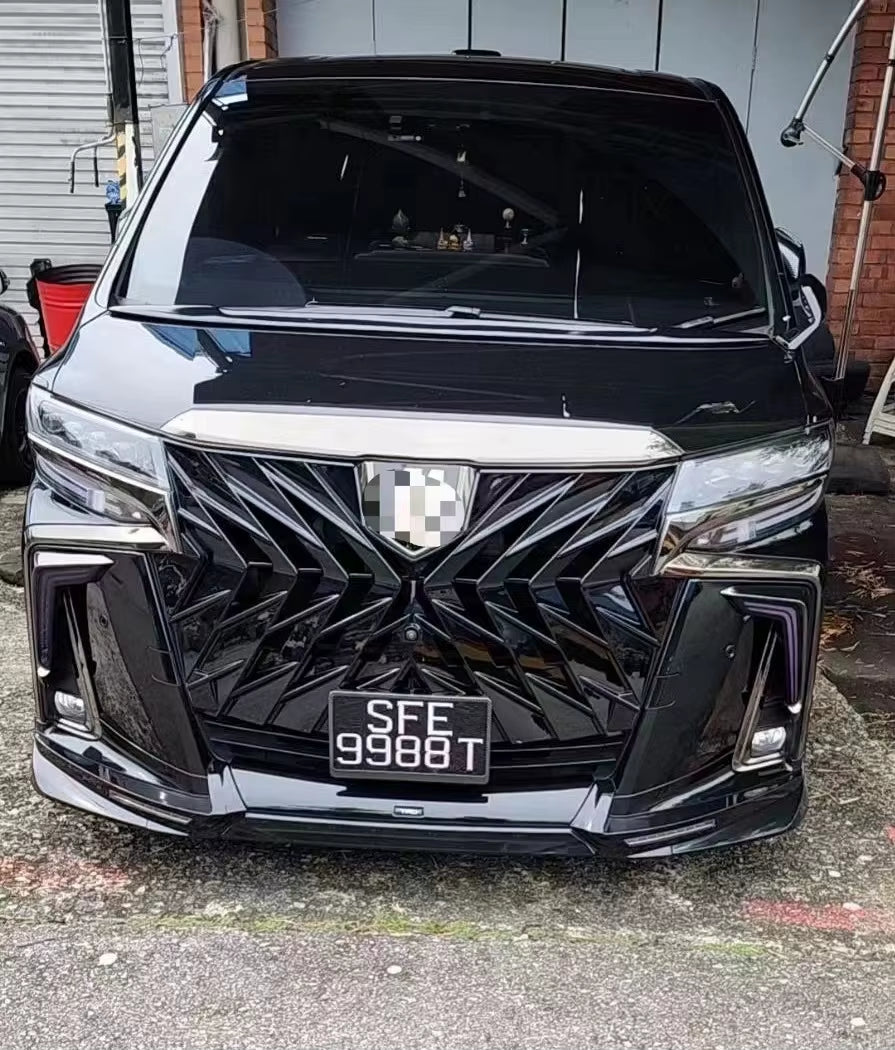 Black Style High Quality Grille for Toyota 30Agh Alphard 2018-2023 Upgrade to Darth Vader Series Grille