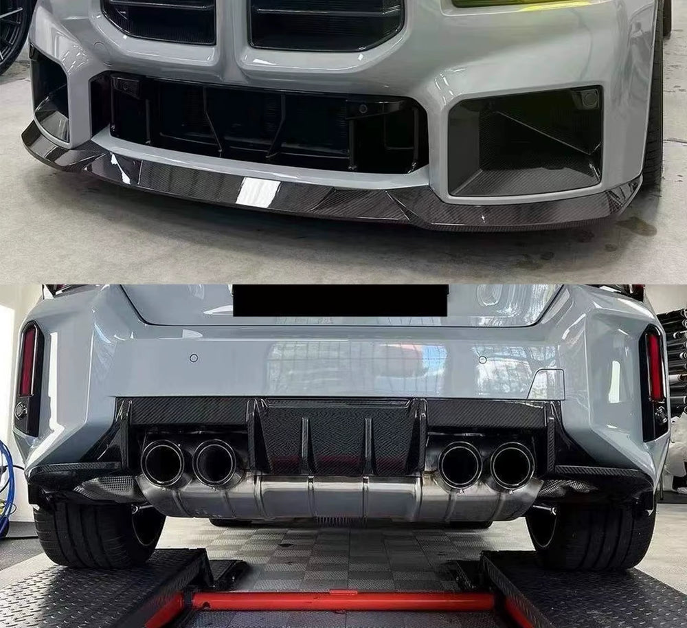 For BMW M2 G87 Upgrade R44 Style Dry Carbon Fiber Front Lip Rear Lip Side Skirt Rear Wrap Angle Rear Spoiler Body Kit