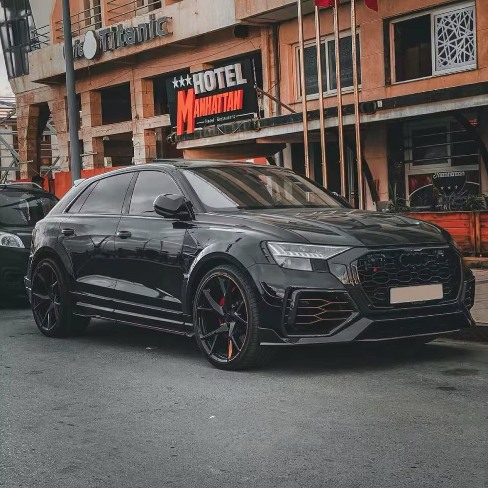 Carbon Fiber Front Bumper Side Skirts Rear Bumper Exhaust Pipes Roof Wing MSY Style Wide Body Kit for Audi Q8 RSQ8 Body Kit