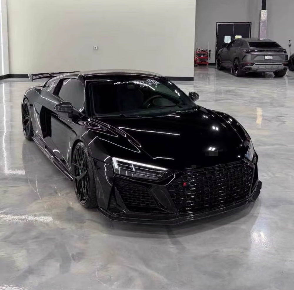 For Audi R8 P-Style Carbon Fiber Front Lip Side Skirts Rear Lip Spoiler Wind Knife Exterior Body Kit