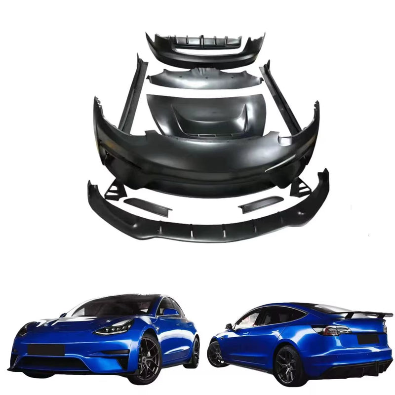 Robt Style Body Kit for Tesla Model 3 Front Bumper Rear Bumper Side Skirt Spoiler Rear Diffuser Hood
