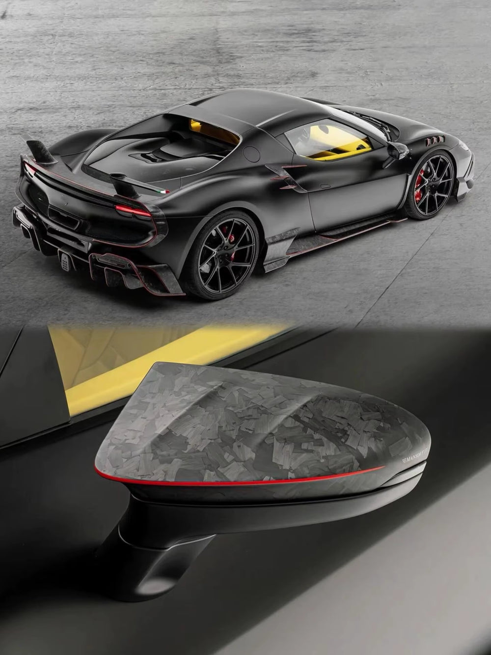 For 296Gtb Upgrade M-Style Dry Carbon Fiber Front Lip Side Skirts Rear Diffuser Spoiler Hood Body Kit