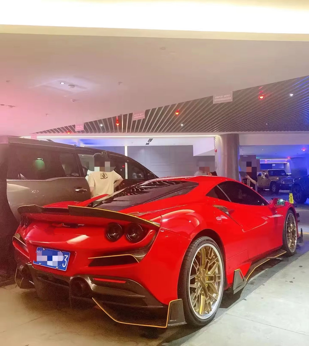 M Style Dry Carbon Fiber Front Lip Side Skirt Rear Diffuser Front Bumper for Ferrari F8 Body Kit