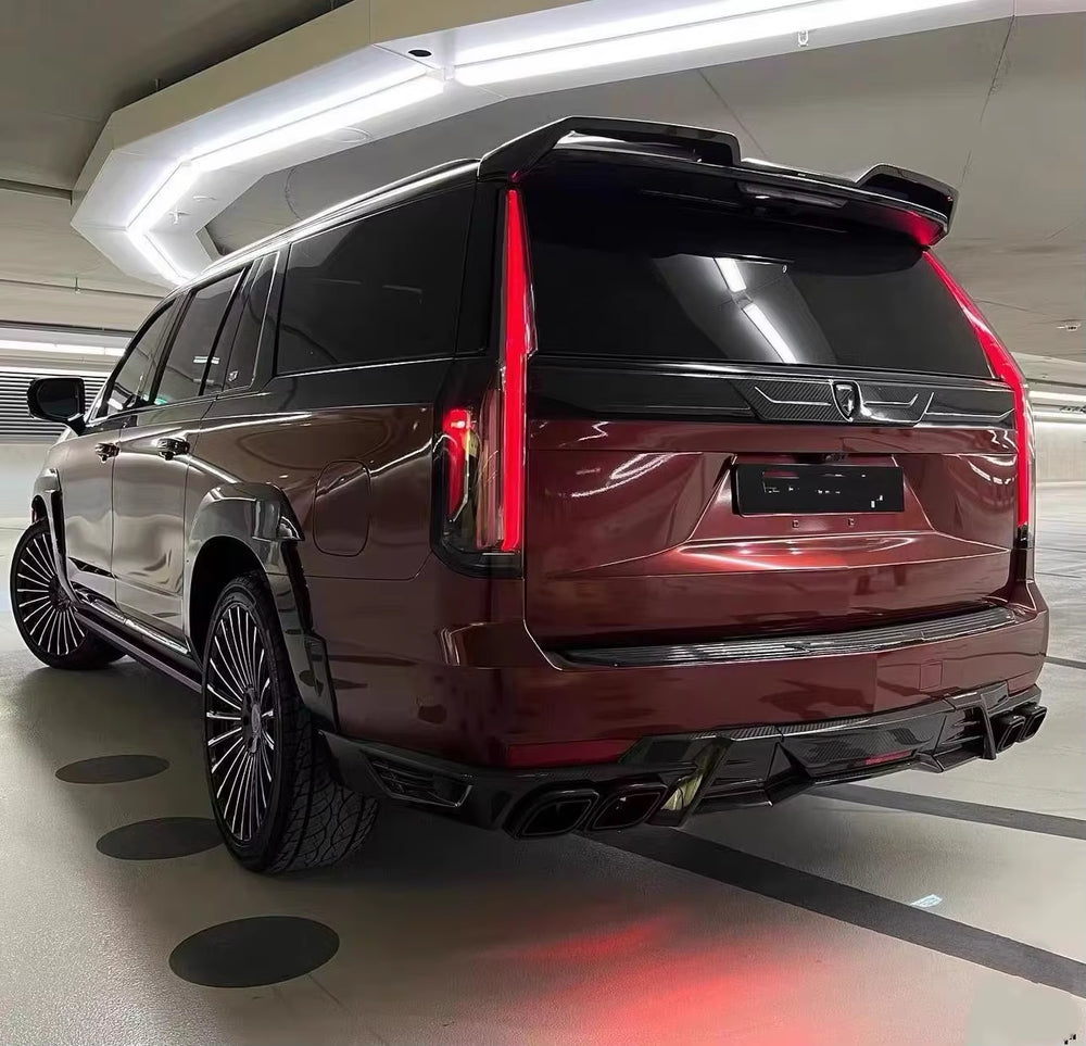 For Cadillac Escalade 2020-2025 Carbon Fiber Rear Bumper Diffuser Body Kit Front Lip Spoiler Hood Grill Wide