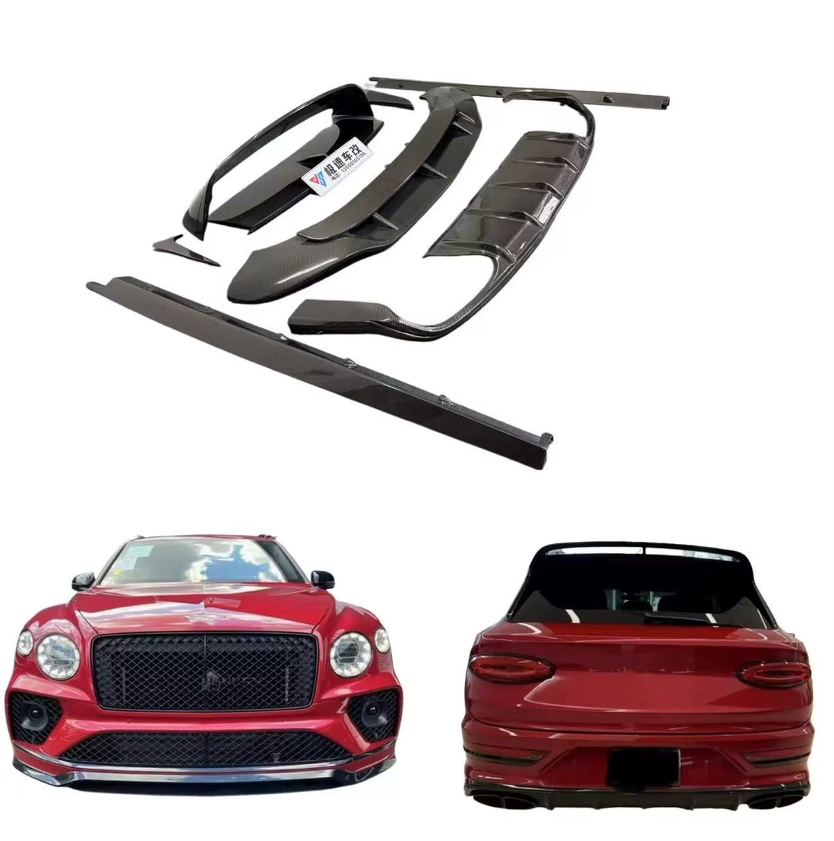 High Quality Carbon Fiber Body Kit for Bentley Bentayga Upgrade Speed Style Front Lip Side Skirt Diffuser Spoiler