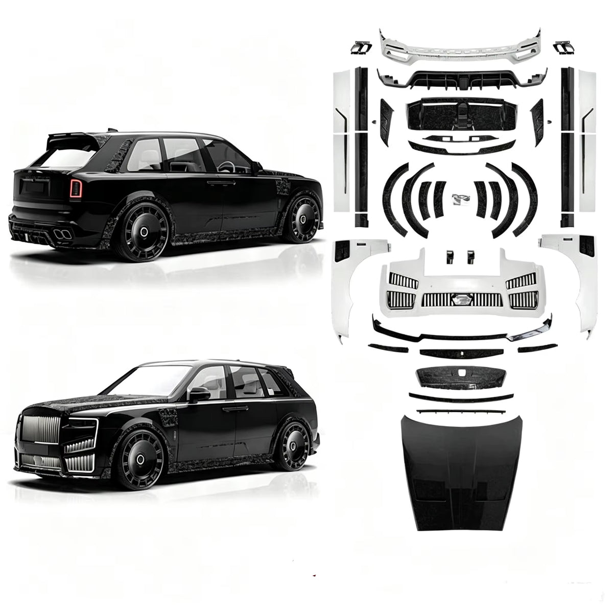 2025 Cullinan MS Style Body Kit for Rolls Royce Cullinan Carbon Fiber Bumper Hood Fender Diffuser