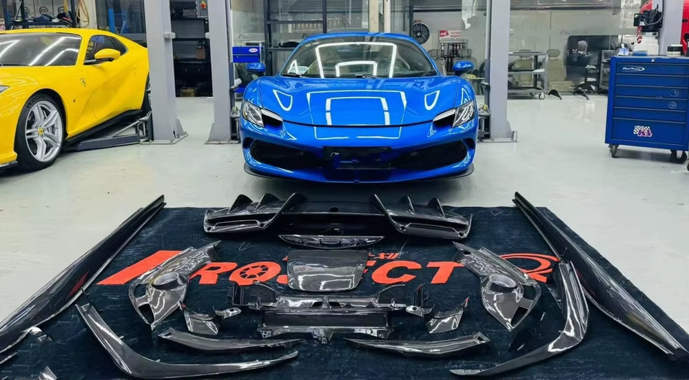 For Ferrari 296GTB Oem Style Dry Carbon Fiber Body Kit Front Lip Rear Diffuser Spoiler