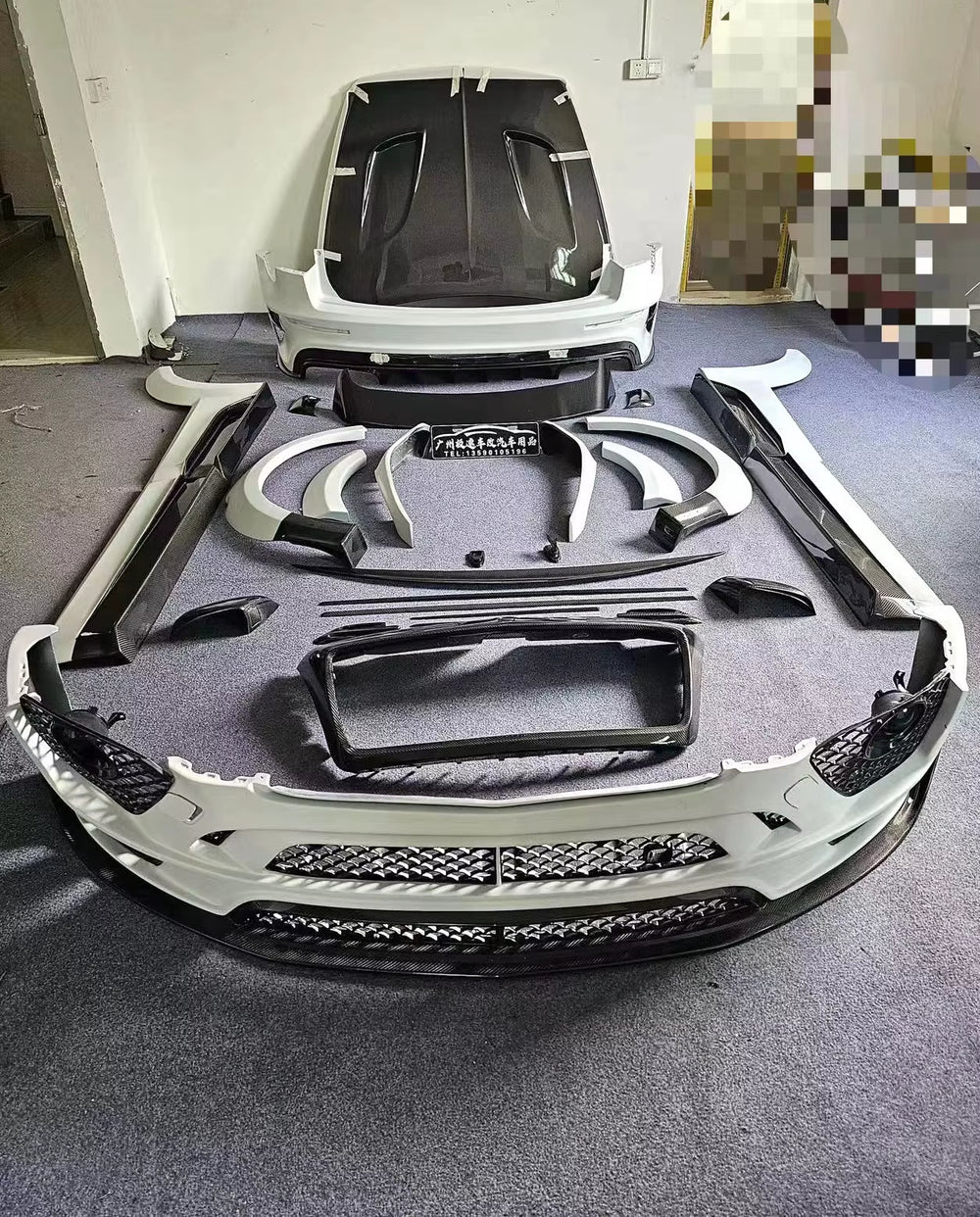 Body Kit M Style for Bentley Bentayga Carbon Fiber Mix Fiberglass Wide Bumper Engine Hood Rear Spoiler