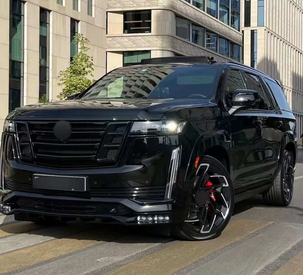 LD Style Carbon Fiber Body Kit for Cadillac Escalade - Front Lip, Rear Diffuser, Spoiler, Hood Grill, and Wide Body Components