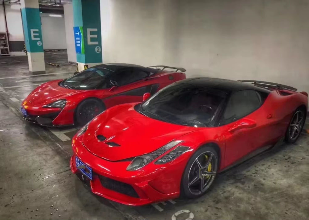 SP Style Front Rear Bumper Spoiler Wing Exhaust Hood for Ferrari 458 Upgrade Carbon Fiber Body Kit