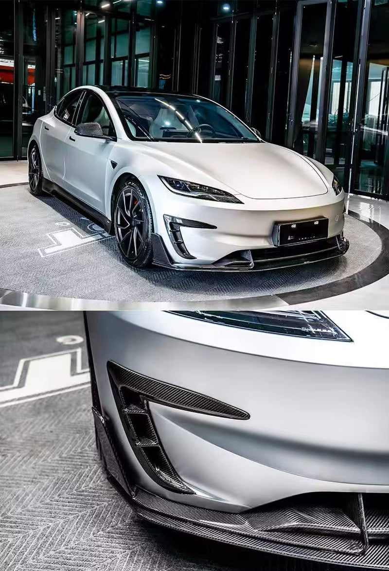 For Tesla Model 3P Upgrade CMST Carbon Fiber Front Lip Skirt Rear Diffuser Spoiler Body Kit