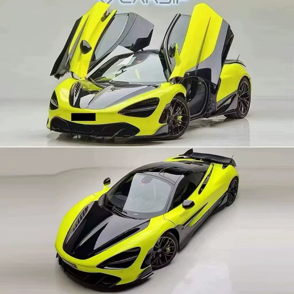 For Mclaren 720S Upgrade TOPCA Style Dry Carbon Front Lip Skirt Rear Diffuser Spoiler Hood Body Kit