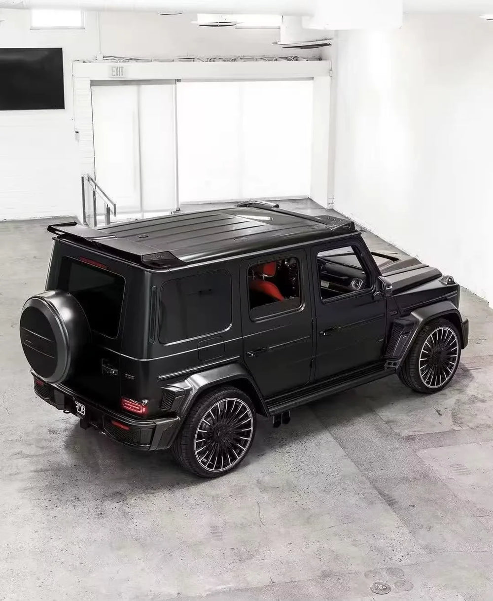 Kit de carrocería estilo G800 en fibra de carbono seca para Mercedes-Benz Clase G W465 / W464 (G500 / G63) 2019, con capó, parachoques y alerón