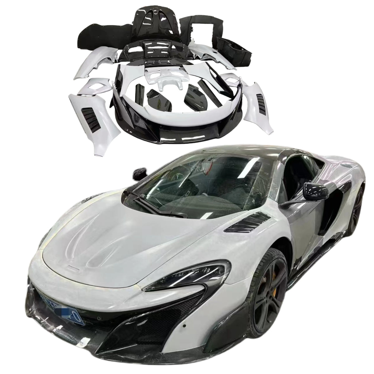 Upgrade 675LT Style Body Kit for Mclaren Mp4-12C 650S Front Bumper Rear Bumper Fender Hood Rear Diffuser Spoiler Hood