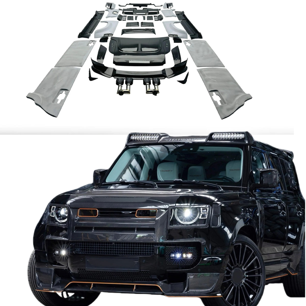 MSY Style Dry Carbon Fiber Wide Body Kit for Land Rover Defender 110 Fenders Front Bumper Rear Bumper