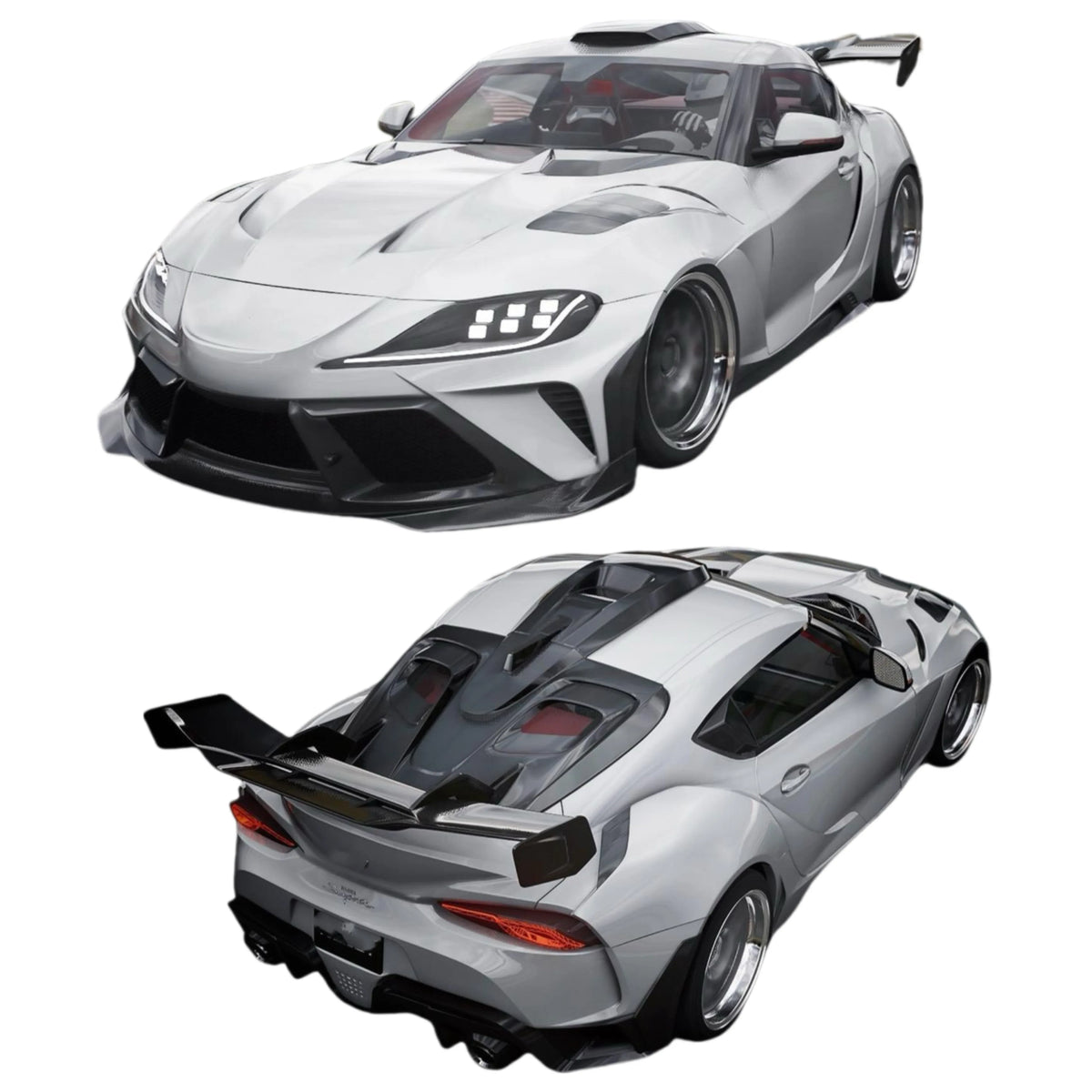 Robt Style Wide Body Kit for Toyota Supra A90 Front and Rear Bumper Side Skirts Spoiler Hood Body Kit 2021-2023