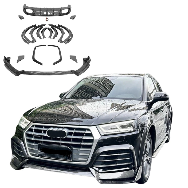 Carbon Fiber Body Kit for Audi Q5L 2018-2022 Front Lip Side Skirt Rear Lip Spoiler Top Wing