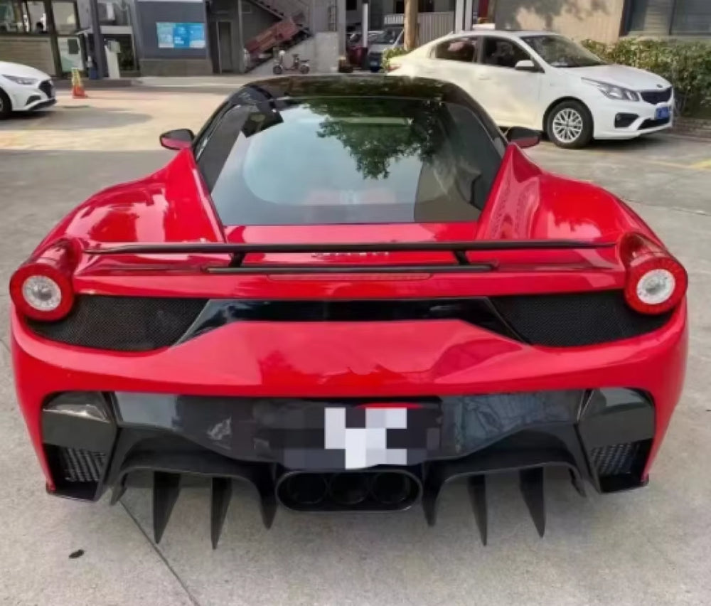 SP Style Front Rear Bumper Spoiler Wing Exhaust Hood for Ferrari 458 Upgrade Carbon Fiber Body Kit