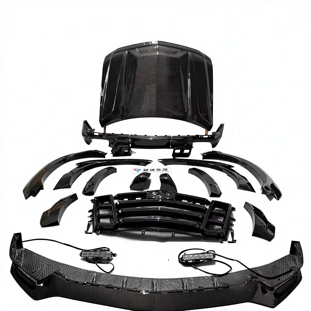 LD Style Carbon Fiber Wide Body Kit for Cadillac Escalade 2020-2025 Front Spoiler Lip Rear Diffuser Hood Grill