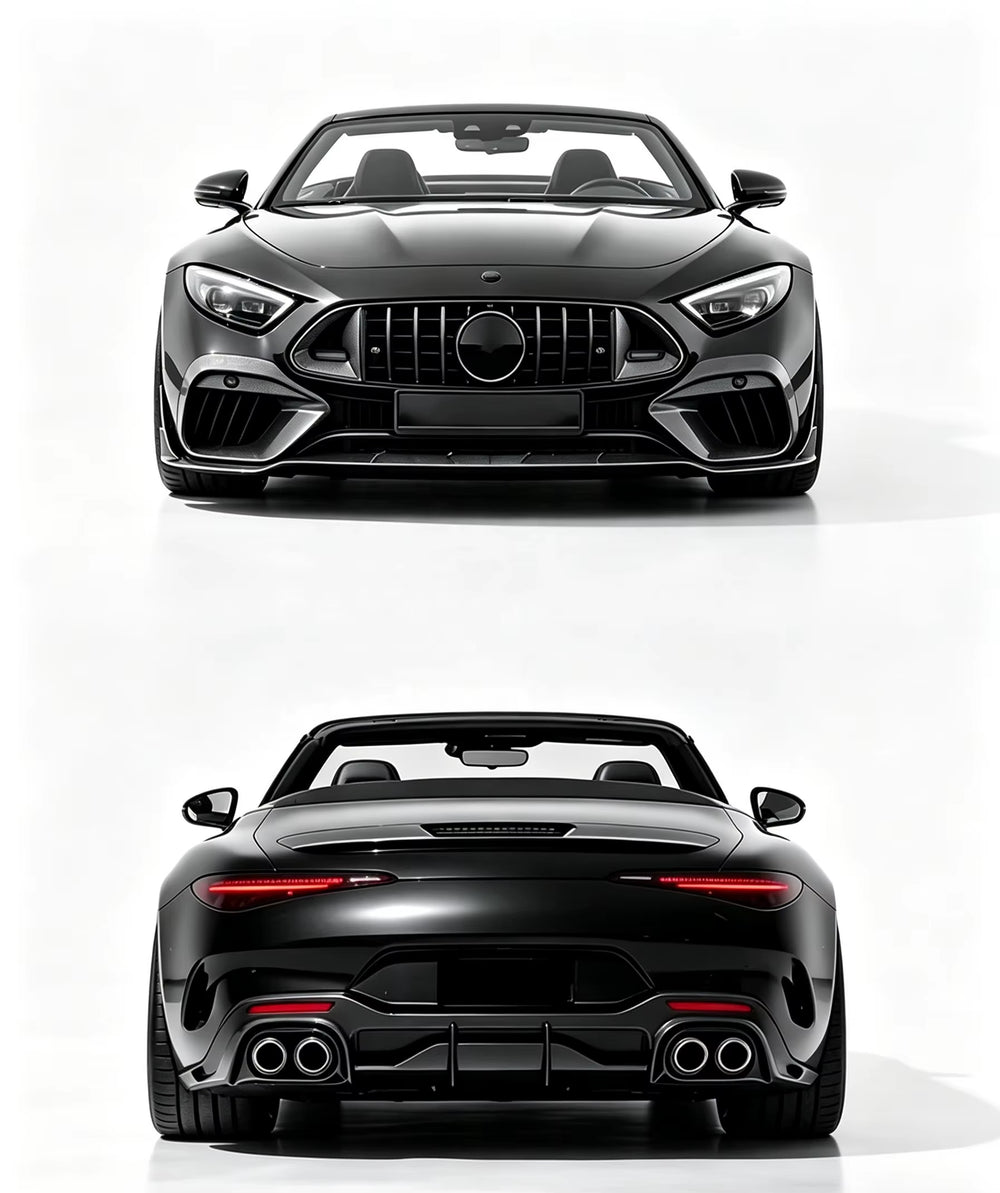 Dry Carbon Fiber Auto Parts for Mercedes Benz SL63 Upgrade to B Style Front Lip Side Skirt Rear Diffuser Spoiler Body Kit