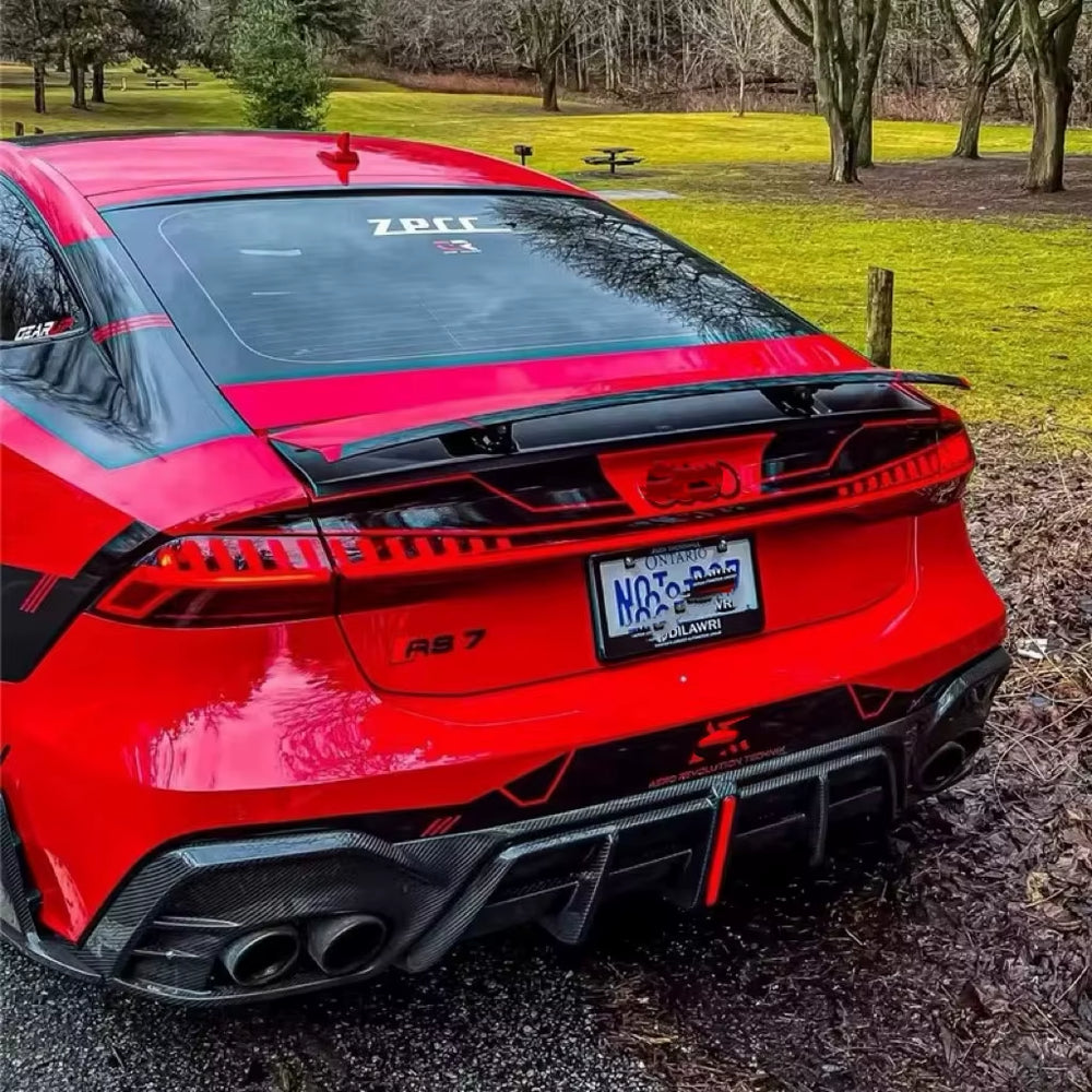 For Audi RS7 A-E Style Carbon Fiber Front Lip Side Skirt Rear Lip Audi RS6 Spoiler Exterior Body Kit