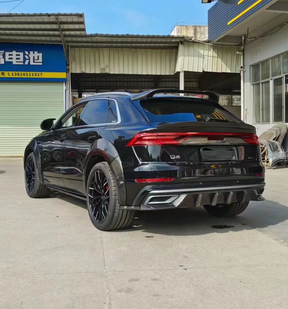 Dry Carbon Fiber Body Kit Front Bumper Edge Side Skirt Rear Diffuser Rear Spoiler for Audi Q8 PD Style Body Kit