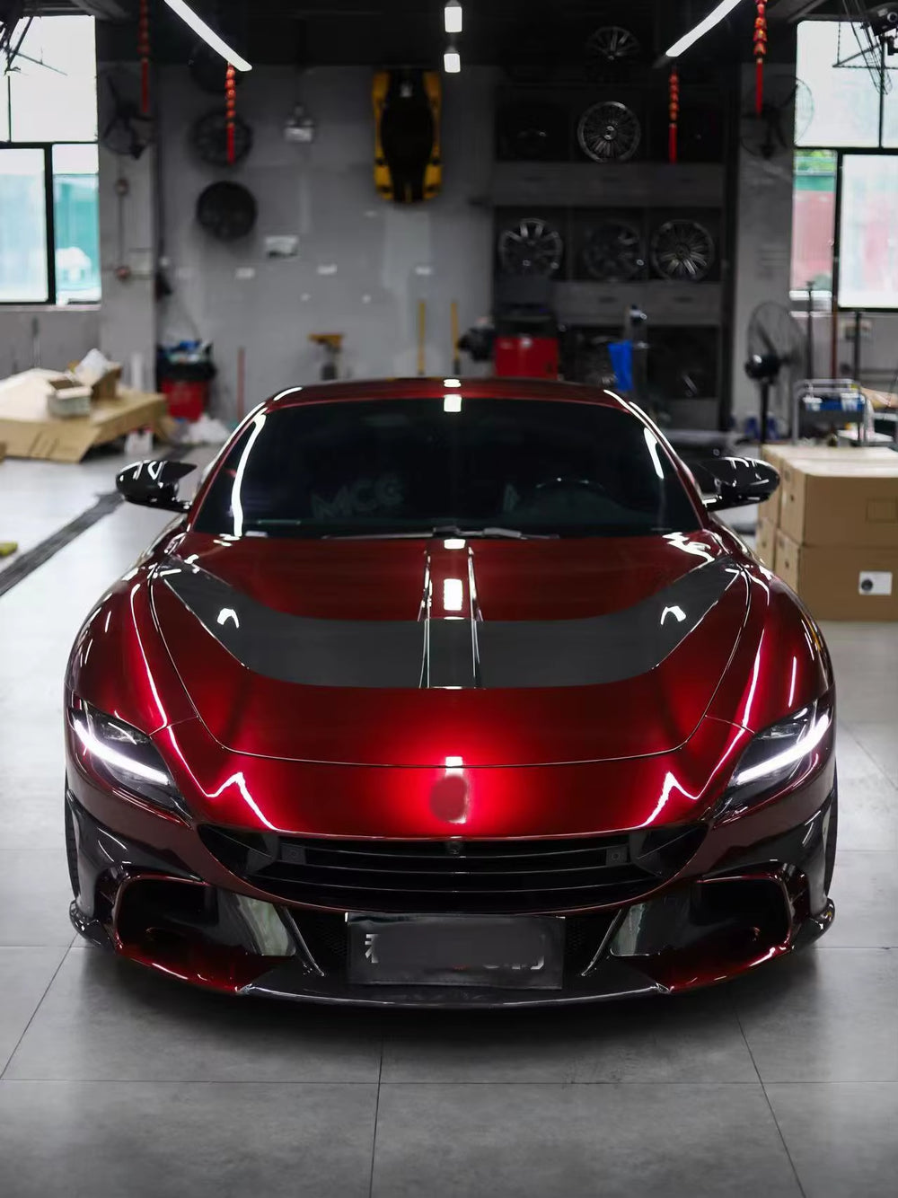 Dry Carbon Fiber MSY Style Body Kit for Roma Front Rear Bumper Lip Side Skirts Hood Upgrade Aero Kit Parts