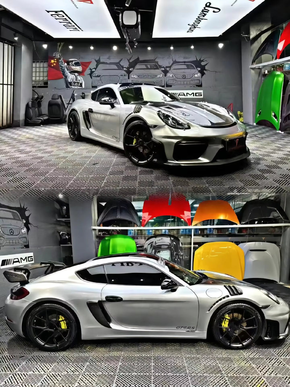 Front Bumper Carbon Fiber Facelift Body Kit for Porsche 718 Cayman Side Skirt Rear Diffuser Spoiler RS Style