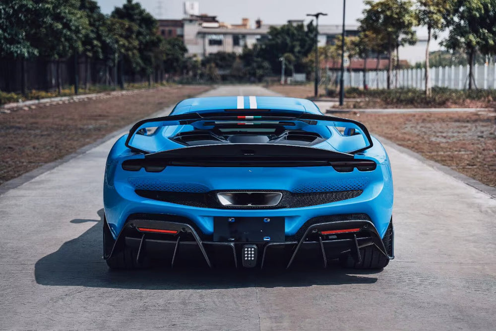 BFA Style Dry Carbon Fiber Body Kit for Ferrari 296 Front Lip Rear Diffuser Spoiler Engine Air Vent Rear Ducktail Diffuser