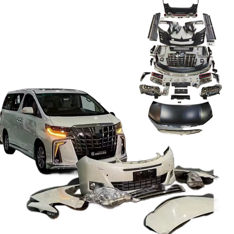 For Toyota Alphard 2008-2015 Upgrade to 2019-2020 New Models Body Kit Front and Rear Bumper Spoiler Diffuser Headlights
