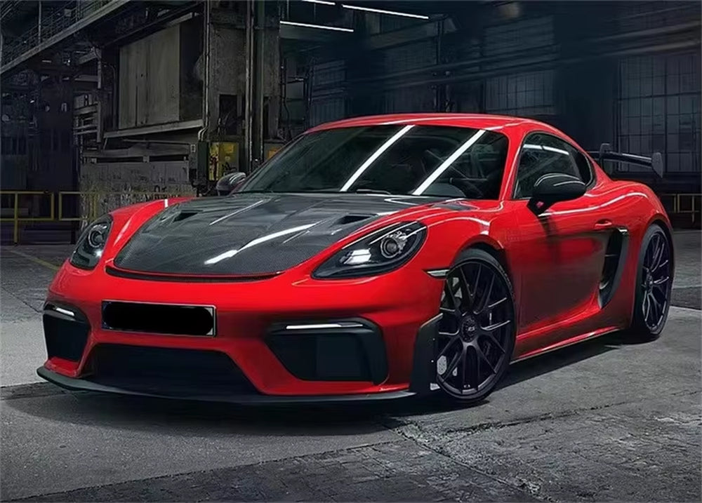 For Porsche 718 Cayman 2016-2019 Upgrade Front Bumper Body Kits Facelift Front Lip Carbon Fiber Material New Condition