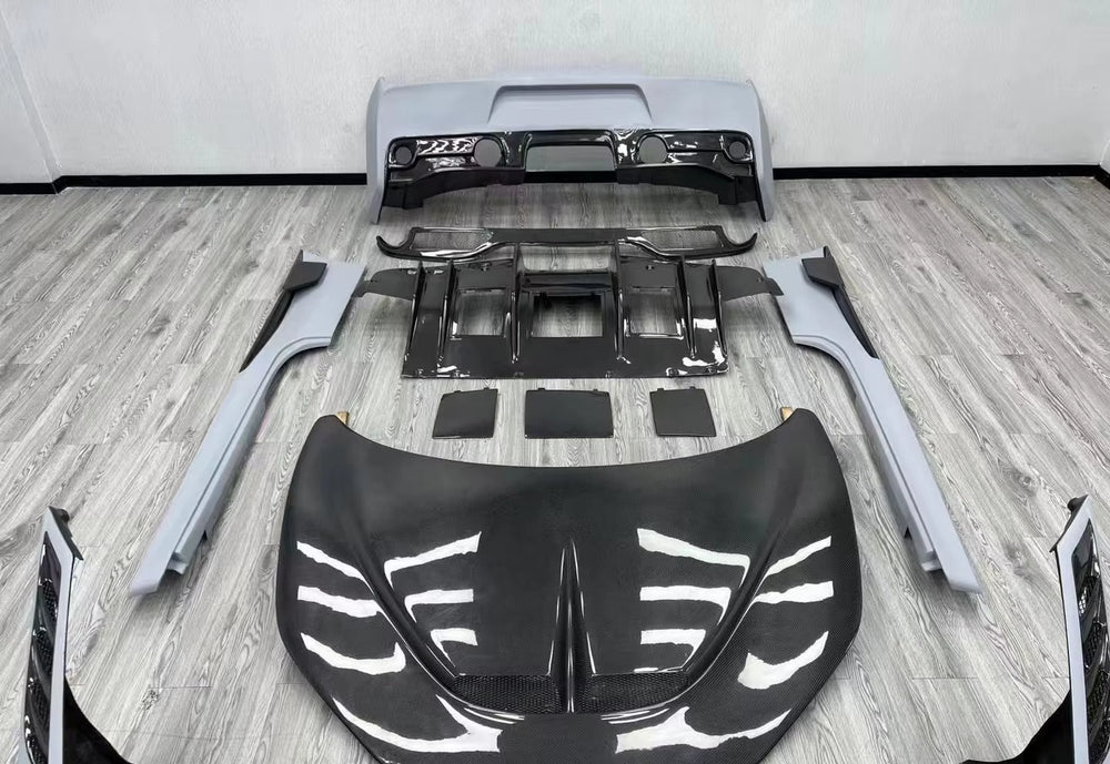 SP Style Front Rear Bumper Spoiler Wing Exhaust Hood for Ferrari 458 Upgrade Carbon Fiber Body Kit