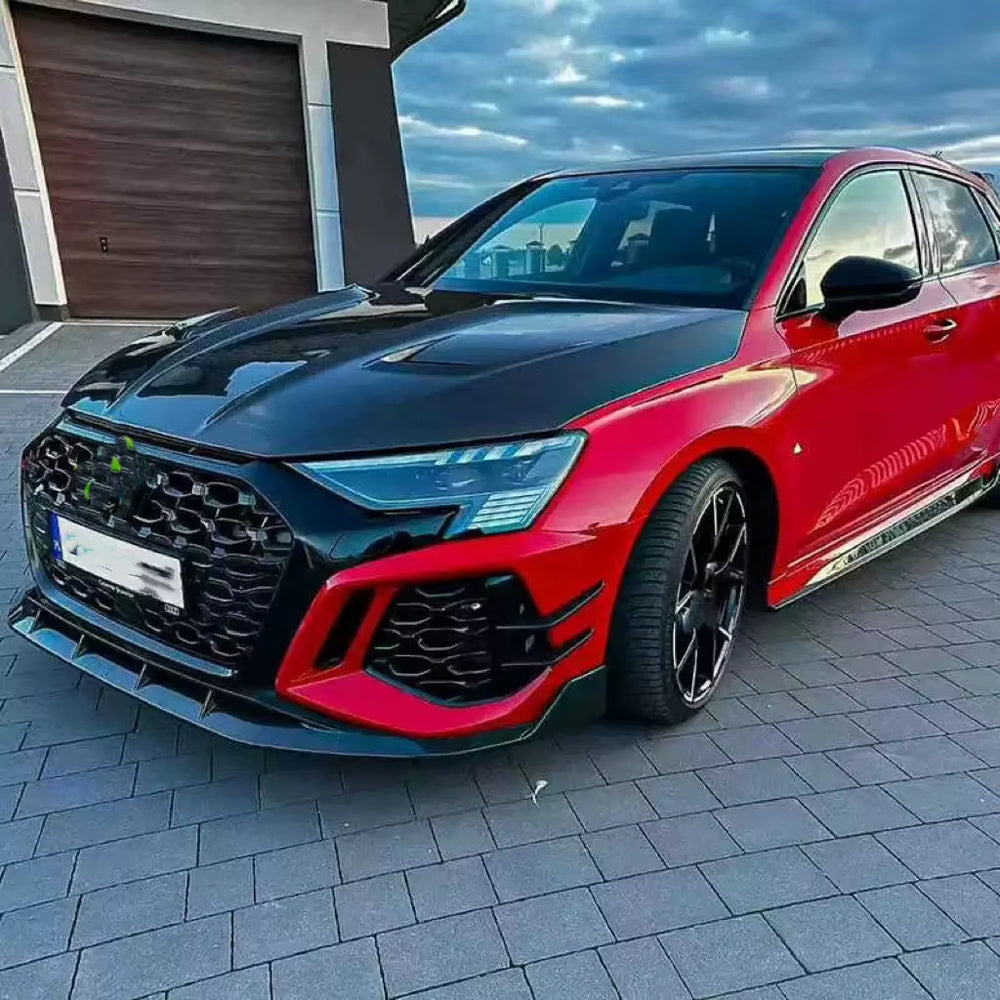 High-Quality Dry Carbon Body Kit for Audi RS3 8Y Upgrade PK Style Dry Carbon Fiber Front Lip Diffuser Spoiler