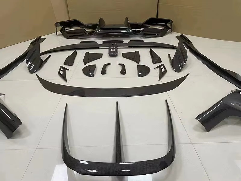 M Style Dry Carbon Fiber Front Lip Side Skirt Rear Diffuser Front Bumper for Ferrari F8 Body Kit